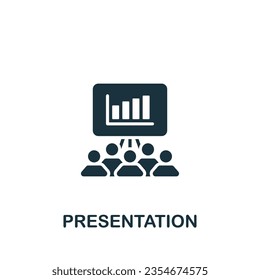 Presentation icon. Monochrome simple sign from data analytics collection. Presentation icon for logo, templates, web design and infographics.