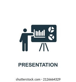Icono de presentación. Icono monocromo simple para plantillas, diseño web e infografías