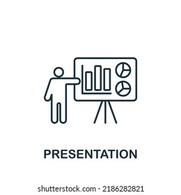 Icono de presentación. Icono monocromo simple para plantillas, diseño web e infografías