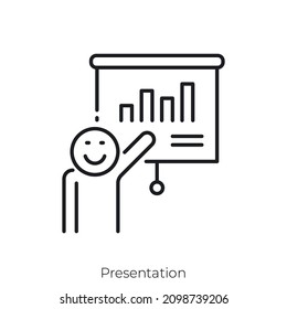 Presentation icon. Outline style icon design isolated on white background