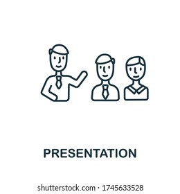 Icono de presentación de la colección de planificación. Línea simple Icono de presentación para plantillas, diseño web e infografías