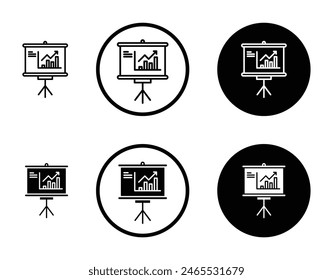Presentation icon set. business seminar board vector symbol. classroom professional chart board sign suitable for apps and websites UI designs.