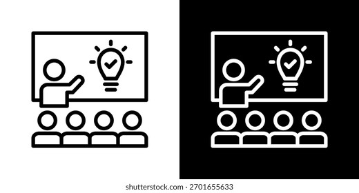 Conjunto de iconos de presentación. Diseño De Línea Limpia Con Versiones Claras Y Oscuras Para Un Uso Versátil.