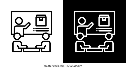 Presentation Icon Set. Clean Line Design With Light And Dark Versions For Versatile Use.