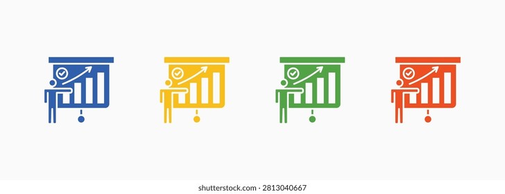 Presentation Icon Set Color Multiple Style Collection Illustration