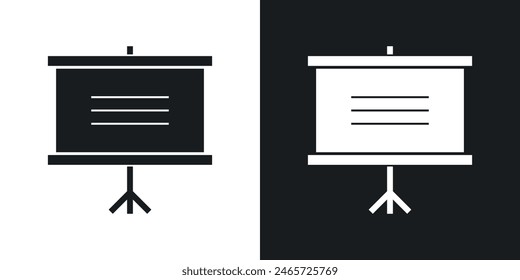 Presentation icon set. Corporate seminar board vector symbol and educational chart icon.