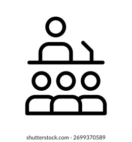 Conjunto de ícones de apresentação com apresentação de negócios, comunicação visual, exibição de relatórios e conceitos de reunião em um estilo de linha mínima moderno limpo