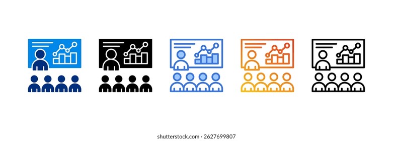 Presentation Icon Set Multiple Style Vector Illustration