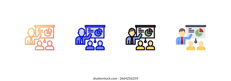 Ícone de apresentação definir coleção de vários estilos