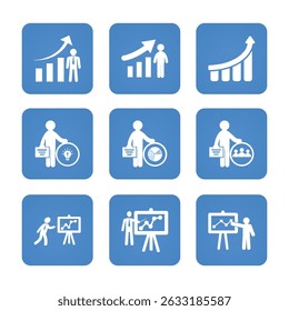 Presentation icon set. Solid icon collection vector illustration.