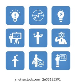 Presentation icon set. Solid icon collection vector illustration.