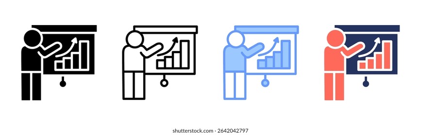 Presentation icon sheet multiple style collection