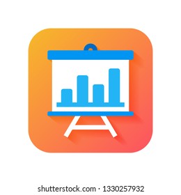 Presentation Icon, slide icon, Analytic. Modern Icon in Flat style on Gradient background. Vector icon for any purposes, suitable for business, finance theme