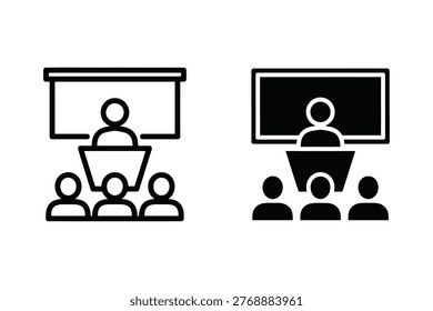 Presentation Icon: Speaker Addressing Audience at Podium
