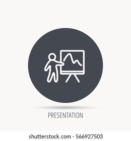 Presentation icon. Statistics chart sign. Round web button with flat icon. Vector