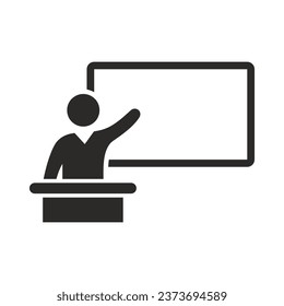 Presentation icon. Teaching, training. Education. Vector icon isolated on white background.