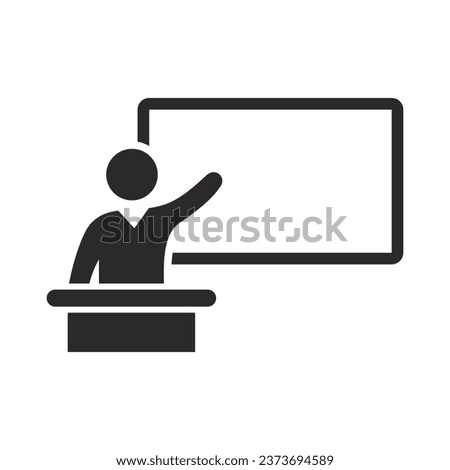 Presentation icon. Teaching, training. Education. Vector icon isolated on white background.