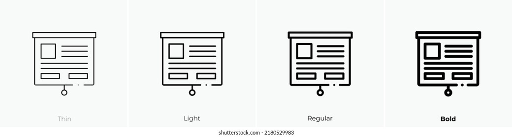 presentation icon. Thin, Light Regular And Bold style design isolated on white background