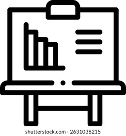 ícone de apresentação. Design De Estilo Linear Fino Isolado Em Plano De Fundo Branco