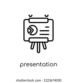 Presentation icon. Trendy modern flat linear vector Presentation icon on white background from thin line Business and analytics collection, editable outline stroke vector illustration