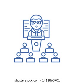 Presentation icon- vector education seminar sign and symbol icon 