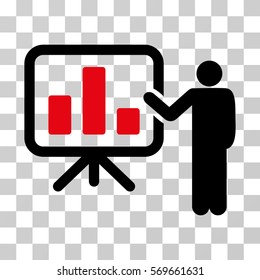 Presentation icon. Vector illustration style is flat iconic bicolor symbol, intensive red and black colors, transparent background. Designed for web and software interfaces.