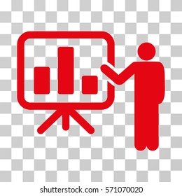 Presentation icon. Vector illustration style is flat iconic symbol, red color, transparent background. Designed for web and software interfaces.