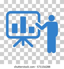 Presentation icon. Vector illustration style is flat iconic symbol, cobalt color, transparent background. Designed for web and software interfaces.