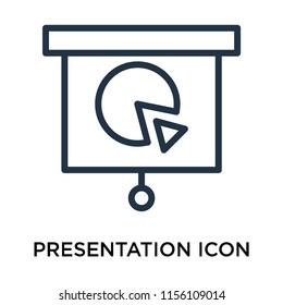 Presentation icon vector isolated on white background, Presentation transparent sign , linear pictogram or outline logo design in lined style
