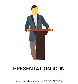 Presentation icon vector isolated on white background, Presentation transparent sign , standing people, person or human illustration