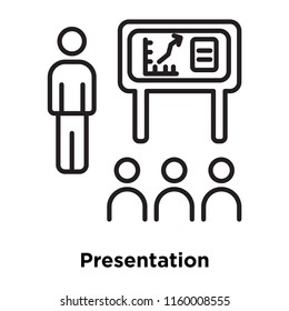 Presentation icon vector isolated on white background, Presentation transparent sign , sign and symbols in thin linear outline style