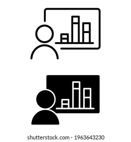 Presentation icon vector set. report illustration sign collection. analysis symbol or logo.