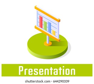 Presentation icon, vector symbol in flat isometric style isolated on white background.