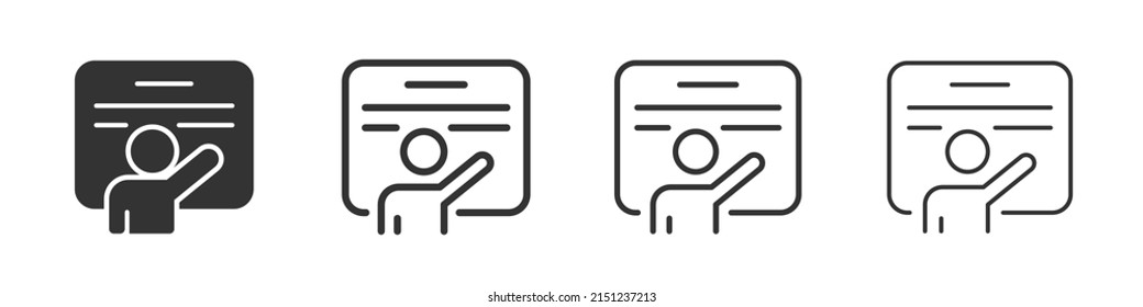 Presentation icons collection in two different styles and different stroke. Vector illustration EPS10
