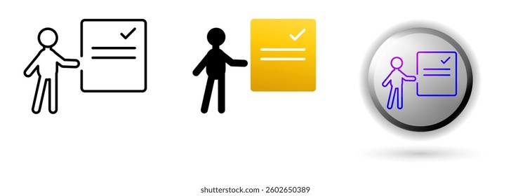 Presentation Icons concept of productivity, work and professional environment. Various styles of outline, solid and glossy effects, ideal for business presentations, corporate websites etc.