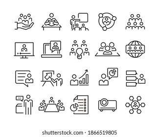 Presentation Icons. Editable Stroke. Vector Graphic