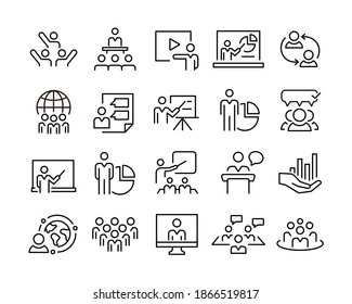 Presentation Icons. Editable Stroke. Vector Graphic