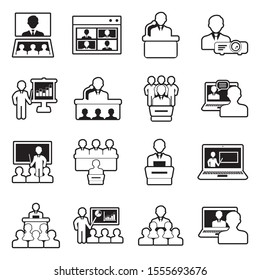 Presentation Icons. Line With Fill Design. Vector Illustration.