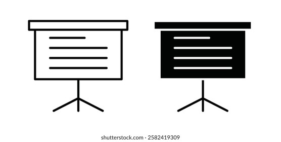 Presentation icons pack vectors in black flat and strokes