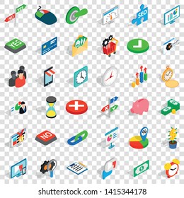 Presentation icons set. Isometric style of 36 presentation vector icons for web for any design