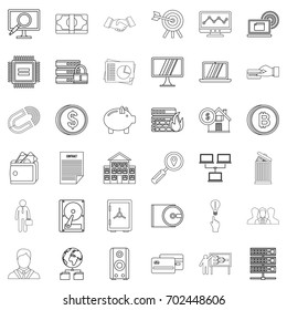 Presentation icons set. Outline style of 36 presentation vector icons for web isolated on white background