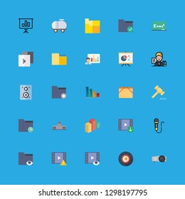 presentation icons set with tank, ceremonial and projector vector set