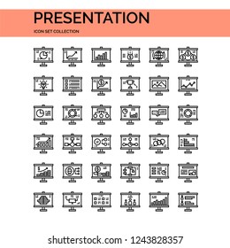 Presentation Icons Set. UI Pixel Perfect Well-crafted Vector Thin Line Icons. The illustrations are a vector.
