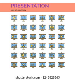 Presentation Icons Set. UI Pixel Perfect Well-crafted Vector Thin Line Icons. The illustrations are a vector.