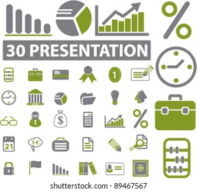 presentation icons set, vector illustrations