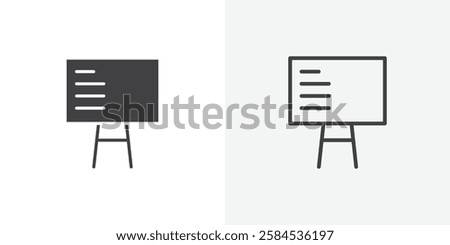 Presentation icons vectors illustrations in black fill and liner versions