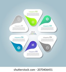 Presentation idea business abstract background infographic template colorful with 6 step