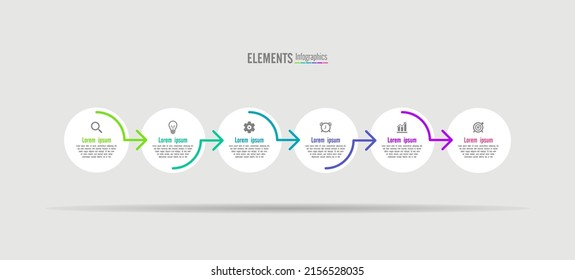 Idea de presentación negocio abstracto de fondo elementos infográficos degradado de color con 6 pasos