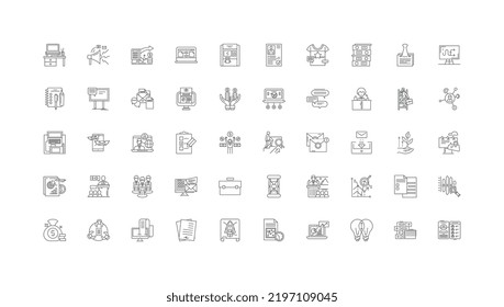 Präsentationsideen, Linearsymbole, Zeilensatz, Vektorgrafik-Sammlung