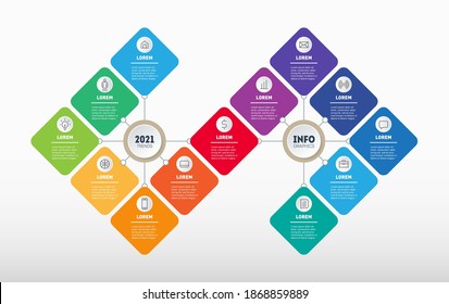 Gráficos de presentación o información con pasos. Plantilla de Infografía para procesos tecnológicos o educativos con opciones. Informe anual. Desarrollo de negocios en una crisis o recesión. Vector.